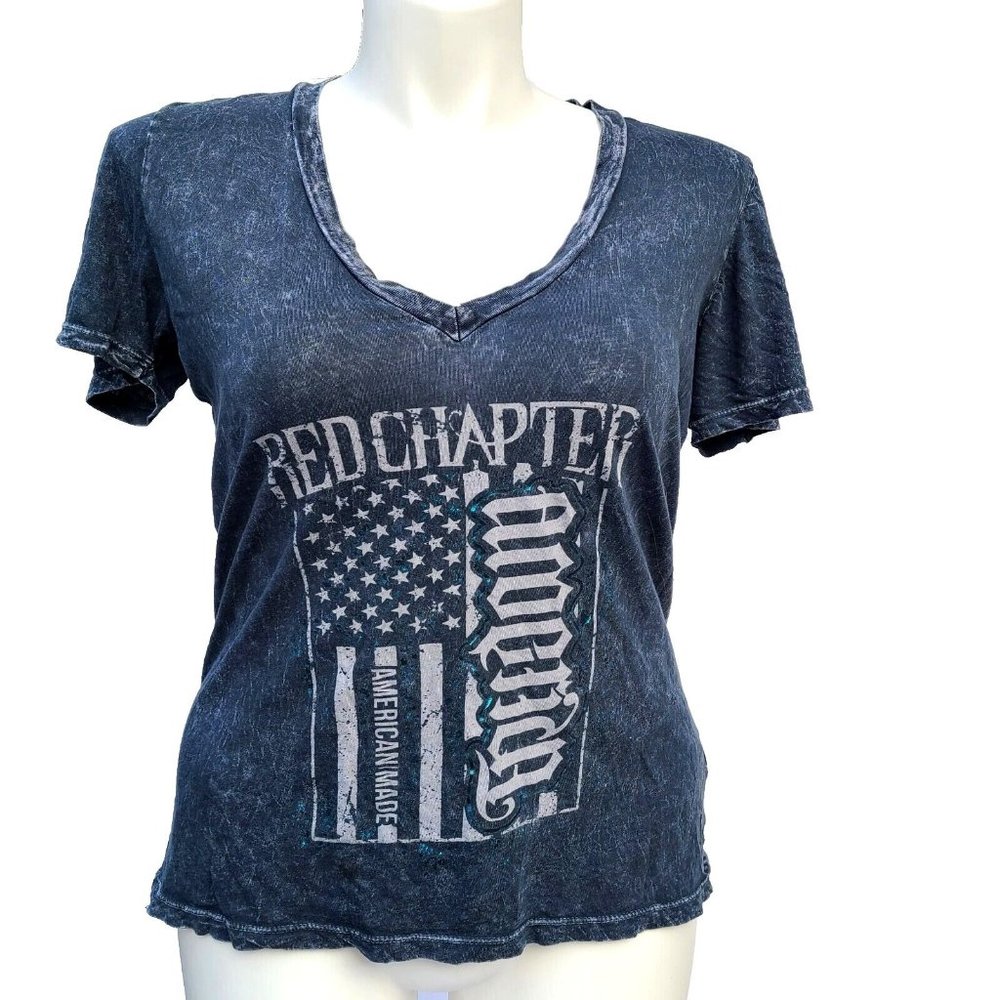Red Chapter Womens T-Shirt Size 2XL Land of the Free Home of the Brave Tee